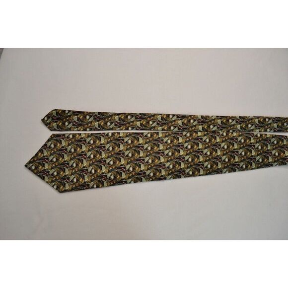Crooks & Creed London Men's Green Silk Golf Tie - Picture 7 of 7